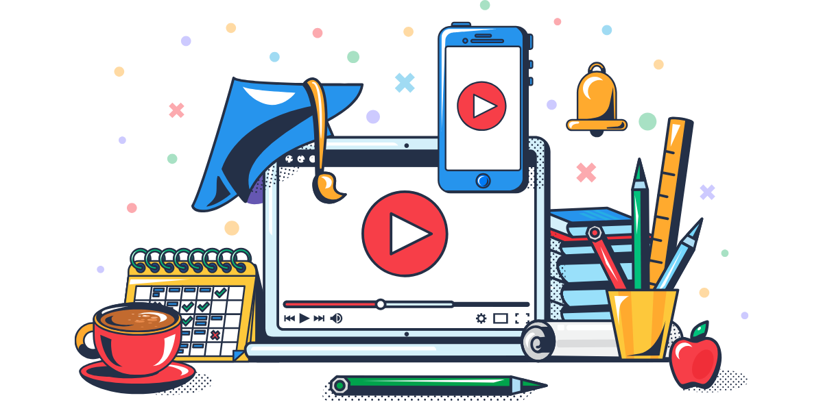 Digital eLearning setup with video training on laptop and mobile device